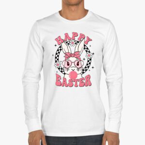 Groovy Happy Easter Day Colorful Egg Hunting Cute Bunny Girl Womens Longsleeve Tee 3 6