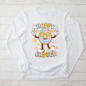 Groovy Happy Easter Day Colorful Egg Hunting Cute Bunny Girl Womens Longsleeve Tee