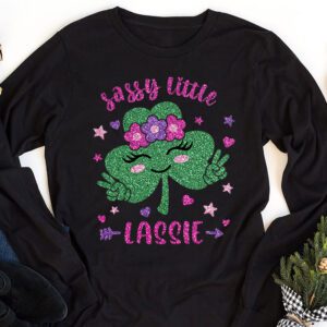 Groovy St Patricks Day Shirt Sassy Little Lassie Kids Toddler Girl Longsleeve Tee 1