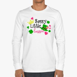 Groovy St Patricks Day Shirt Sassy Little Lassie Kids Toddler Girl Longsleeve Tee 3 2