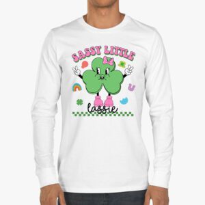 Groovy St Patricks Day Shirt Sassy Little Lassie Kids Toddler Girl Longsleeve Tee 3 4