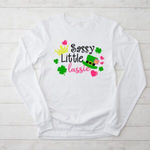 Groovy St Patricks Day Shirt Sassy Little Lassie Kids Toddler Girl Longsleeve Tee