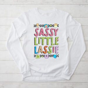 Groovy St Patricks Day Shirt Sassy Little Lassie Kids Toddler Girl Longsleeve Tee