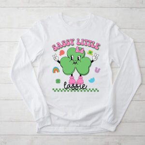 Groovy St Patricks Day Shirt Sassy Little Lassie Kids Toddler Girl Longsleeve Tee