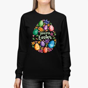 Happy Easter Day Cute Colorful Egg Hunting Women Boys Girls Longsleeve Tee 2 1