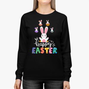 Happy Easter Day Cute Colorful Egg Hunting Women Boys Girls Longsleeve Tee 2 2