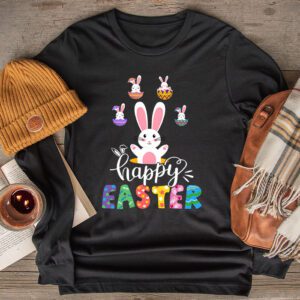 Happy Easter Day, Cute Colorful Egg Hunting Women Boys Girls Longsleeve Tee