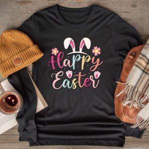 Happy Easter Day, Cute Colorful Egg Hunting Women Boys Girls Longsleeve Tee