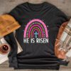 He Is Risen Rainbow Leopard Happy Easter Day Christian Jesus Longsleeve Tee