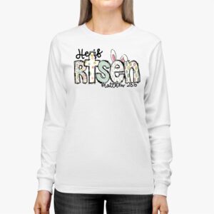 He is Risen Jesus Christian Happy Easter Floral Wreath Women Longsleeve Tee 2