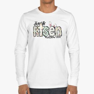 He is Risen Jesus Christian Happy Easter Floral Wreath Women Longsleeve Tee 3