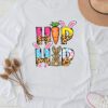 Hip Hop Easter Shirt Women Girls Leopard Print Plaid Bunny Longsleeve Tee