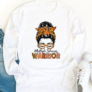 MS Warrior Messy Bun Multiple Sclerosis Awareness Longsleeve Tee 1 4