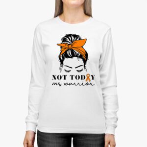 Multiple Sclerosis Awareness Messy Bun MS Warrior Longsleeve Tee 3 4