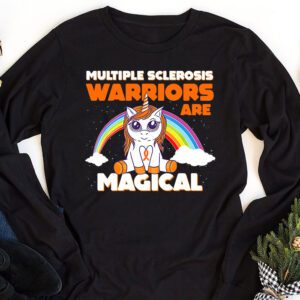 Multiple Sclerosis Warriors Magical Unicorn Orange Ribbon Longsleeve Tee 1 1