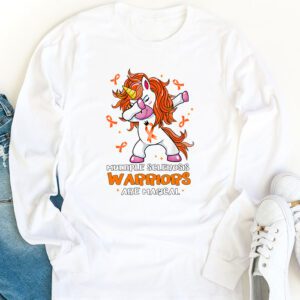 Multiple Sclerosis Warriors Magical Unicorn Orange Ribbon Longsleeve Tee 1