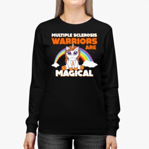 Multiple Sclerosis Warriors Magical Unicorn Orange Ribbon Longsleeve Tee 2 1