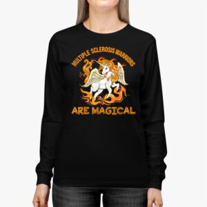 Multiple Sclerosis Warriors Magical Unicorn Orange Ribbon Longsleeve Tee 2 2