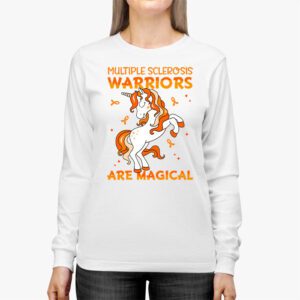 Multiple Sclerosis Warriors Magical Unicorn Orange Ribbon Longsleeve Tee 2 3