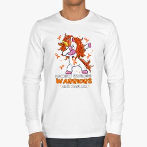 Multiple Sclerosis Warriors Magical Unicorn Orange Ribbon Longsleeve Tee 3