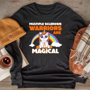 Multiple Sclerosis Warriors Magical Unicorn Orange Ribbon Longsleeve Tee