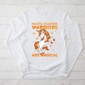 Multiple Sclerosis Warriors Magical Unicorn Orange Ribbon Longsleeve Tee