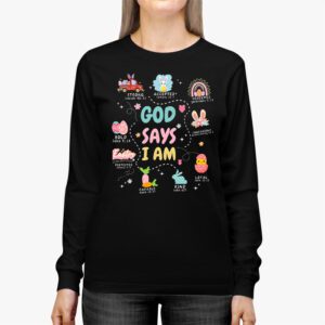 Retro God Says I Am Christian Jesus Happy Easter Day Bunny Longsleeve Tee 2 6