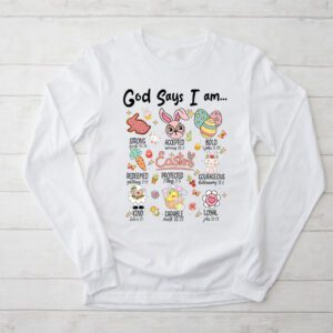 Retro God Says I Am Christian Jesus Happy Easter Day Bunny Longsleeve Tee