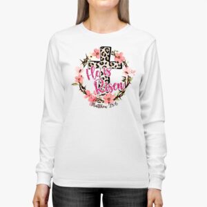 Retro Groovy He Is Risen Floral Jesus Easter Day Christians Longsleeve Tee 2 1