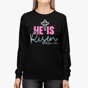 Retro Groovy He Is Risen Floral Jesus Easter Day Christians Longsleeve Tee 2 4