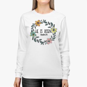 Retro Groovy He Is Risen Floral Jesus Easter Day Christians Longsleeve Tee 2 7