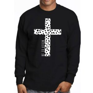 Retro Groovy He Is Risen Floral Jesus Easter Day Christians Longsleeve Tee 3 3