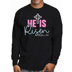 Retro Groovy He Is Risen Floral Jesus Easter Day Christians Longsleeve Tee 3 4