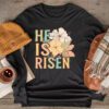 Retro Groovy He Is Risen Floral Jesus Easter Day Christians Longsleeve Tee