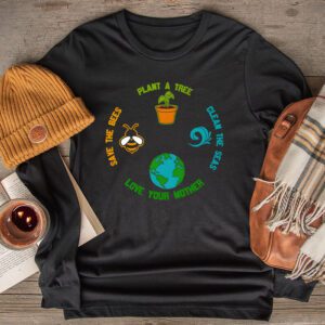 Save Bees Rescue Animals Recycle Plastic Earth Day Longsleeve Tee