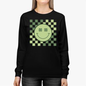 Shamrock Smile Face Disco Retro Groovy St Patricks Day Lucky Longsleeve Tee 2 2