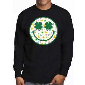 Shamrock Smile Face Disco Retro Groovy St Patricks Day Lucky Longsleeve Tee 3 3