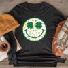 Shamrock Smile Face Disco Retro Groovy St Patricks Day Lucky Longsleeve Tee