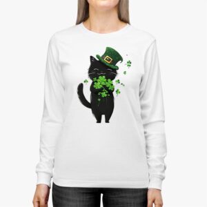 St Patricks Day Cat Shamrock For Men Women Celebration Cool Longsleeve Tee 2 1