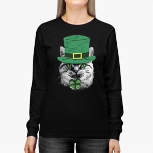 St Patricks Day Cat Shamrock For Men Women Celebration Cool Longsleeve Tee 2 2