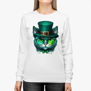 St Patricks Day Cat Shamrock For Men Women Celebration Cool Longsleeve Tee 2 3