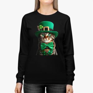 St Patricks Day Cat Shamrock For Men Women Celebration Cool Longsleeve Tee 2