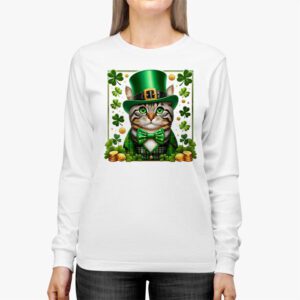 St Patricks Day Cat Shamrock For Men Women Celebration Cool Longsleeve Tee 2 4