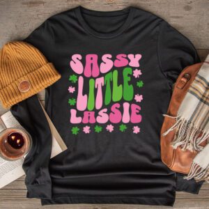 St Patricks Day Shirt Sassy Little Lassie Kids Toddler Girl Longsleeve Tee