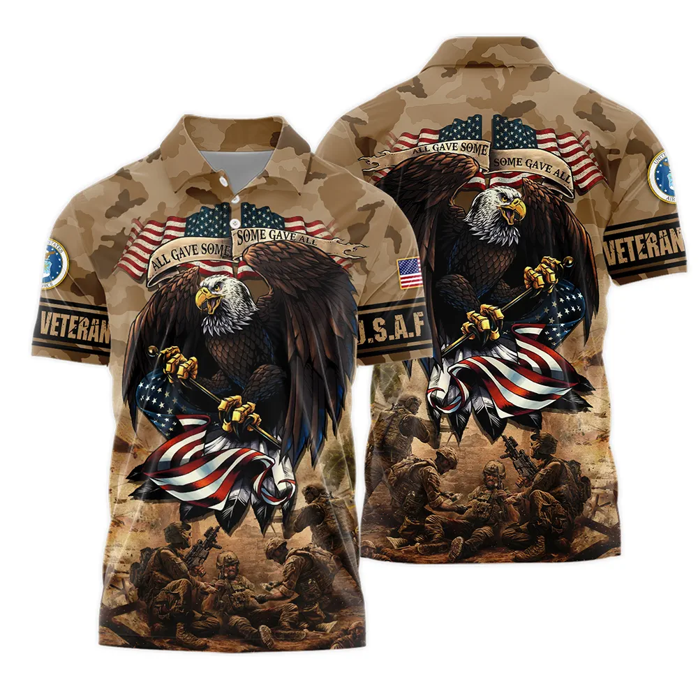 Veteran Camo Eagle All Gave Some Some Gave All U.S. Air Force Veterans Polo Shirt