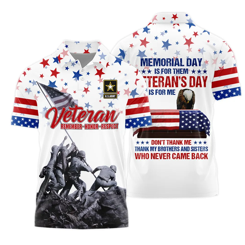 Veteran Memorial Day Remember Honor Respect U.S. Army Veterans Polo Shirt