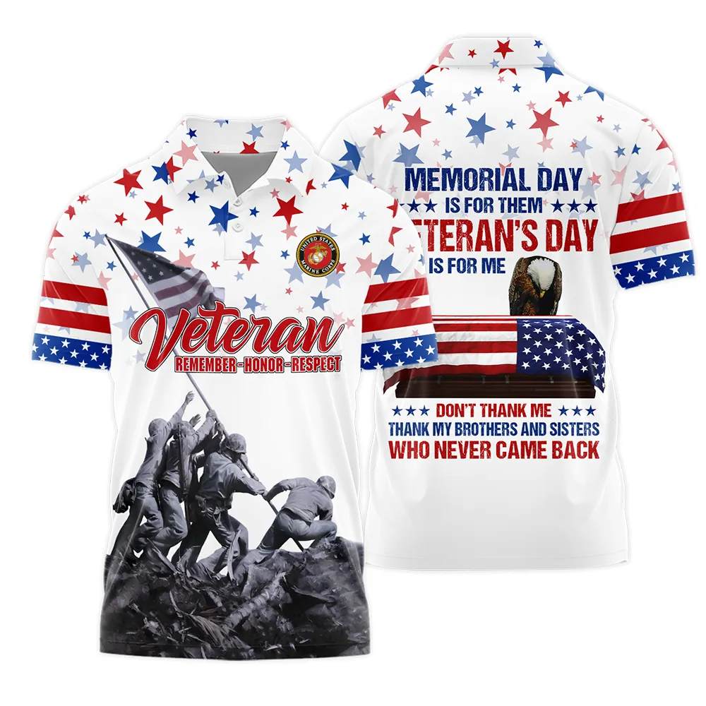 Veteran Memorial Day Remember Honor Respect U.S. Marine Corps Veterans Polo Shirt