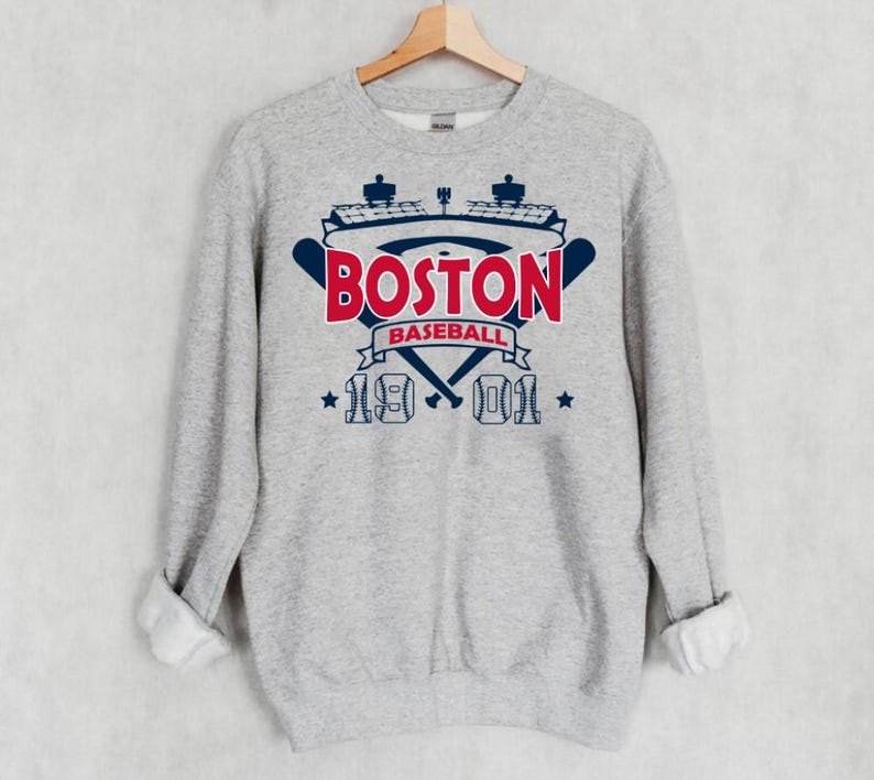 Boston Baseball Vintage Stadium With Est Number 1901 Comfort Sweatshirt Baseball Mom Shirt ECS1081