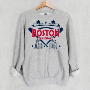 Boston Baseball Vintage Stadium With Est Number 1901 Comfort Sweatshirt Baseball Mom Shirt ECS1104