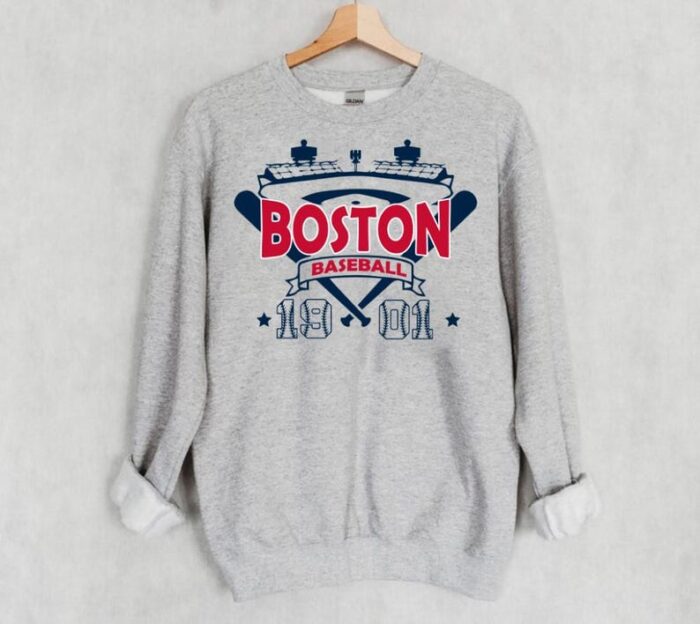 Boston Baseball Vintage Stadium With Est Number 1901 Comfort Sweatshirt Baseball Mom Shirt ECS1127